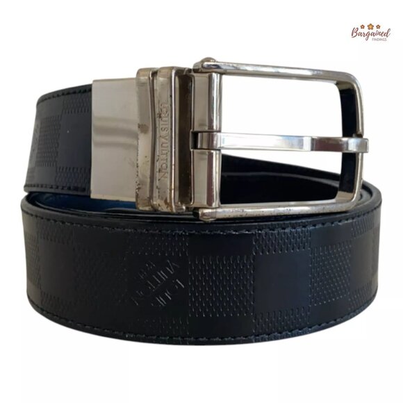 Authentic Louis Vuitton Black Leather Damier Infini Ceinture Boston Belt 105/42